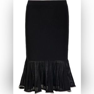 ALEXANDER WANG EMBELLISHED LACE TRIMMED STRETCH KNIT SKIRT LARGE